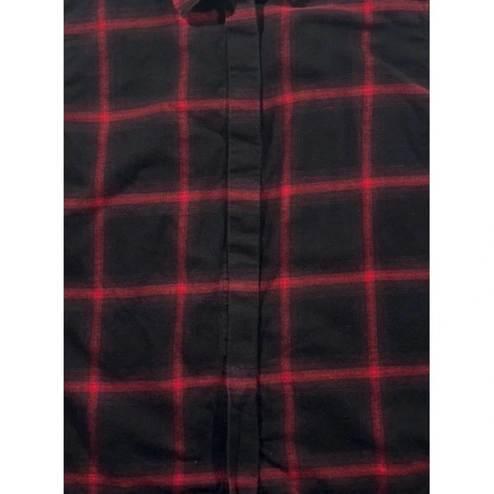 Banana Republic Flannel Shirt Mens Large Red Black Plaid Long Sleeve Casual Logo